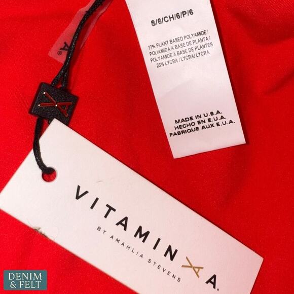 Vitamin A Red Bikini Set | BioSculpt Elena Bottom & Triangle Top Size Small NEW - Picture 7 of 7